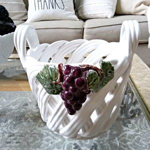 EXQUISITE Berados Braided CERAMIC Basket GRAPE MOTIF